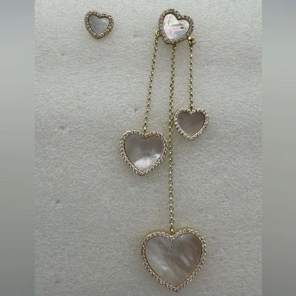 Mother of pearl Heart post earrings A/B style
